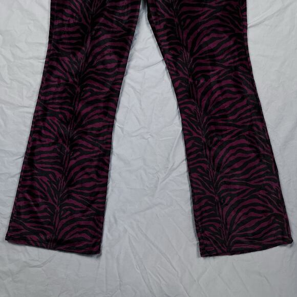 Vintage Serious LA Fuzzy Velvet Zebra Print Flare Pants Los Angeles Clothing Y2K - Picture 5 of 16